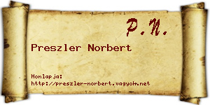 Preszler Norbert névjegykártya